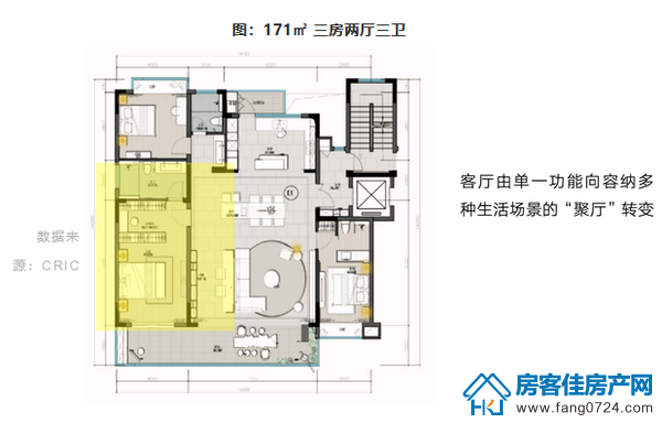 171㎡三房两厅三卫